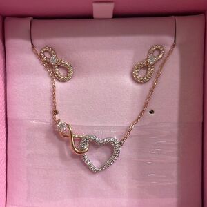 Swarovski Infinity and heart Necklace and Earring Stud